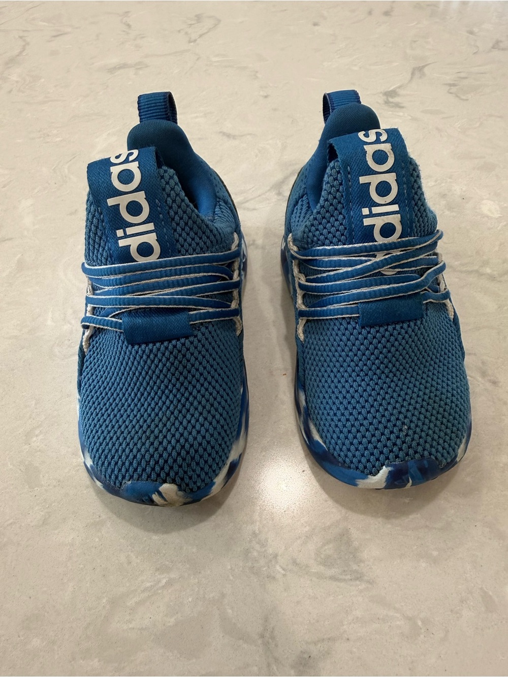 adidas Kids Blue Mesh Slip-On Sneakers with White Accents